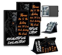 RWUTYTIUL for Universal Tablet Case 7" 7.9" 8.0" 8.3" 8.4" 8.7" 9" Android Tablets, 360 Degree Rotating Kickstand Protective Stand Case with Multiple Viewing PU Leather Shell Case, Cool Wolf