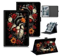 RWUTYTIUL for Universal Tablet Case for iPad Mini 7 7th Generation 8.3" A17 Pro 2024, 360 Degree Rotating Kickstand Protective Stand Case with Multiple Viewing PU Leather Shell Case, Heart Words