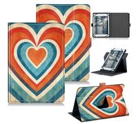 RWUTYTIUL for Universal Tablet Case for iPad Mini 7 7th Generation 8.3" A17 Pro 2024, 360 Degree Rotating Kickstand Protective Stand Case with Multiple Viewing Shell Case, Blue Orange Heart