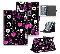 RWUTYTIUL for Universal Tablet Case for iPad Mini 7 7th Generation 8.3" A17 Pro 2024, 360 Degree Rotating Kickstand Protective Stand Case with Multiple Viewing Shell Case, Purple Heart Wishing Bottle