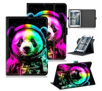 RWUTYTIUL for Universal Tablet Case for iPad Mini 7 7th Generation 8.3" A17 Pro 2024, 360 Degree Rotating Kickstand Protective Stand Case with Multiple Viewing PU Leather Shell Case, Planet Panda