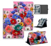 RWUTYTIUL for Walmart Onn 10.4 Inch Tablet Pro 2023 Model: 100110603 Universal Case, 360 Degree Rotating Kickstand Protective Stand Case with Multiple Viewing PU Leather Shell Case, Wildflower Pink