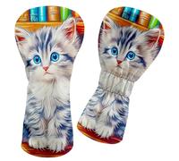 RWUTYTIUL Golf Club Head Cover 12.2" X 4.72" for Driver Fairway 1 Pcs, PU Leather Golf Gift Accessories Suitable for Men Women Trainers Woods, Driver, Fairway, Hybrid - Book Baby Cat