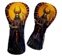 RWUTYTIUL Golf Club Head Cover 12.2" X 4.72" for Driver Fairway 1 Pcs, PU Leather Golf Gift Accessories Suitable for Men Women Trainers Woods, Driver, Fairway, Hybrid - Dark Skull Knight