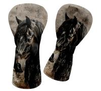 RWUTYTIUL Golf Club Head Cover 12.2" X 4.72" for Driver Fairway 1 Pcs, PU Leather Golf Gift Accessories Suitable for Men Women Trainers Woods, Driver, Fairway, Hybrid - Black Horse