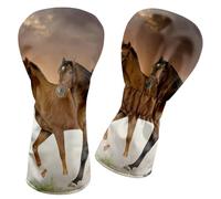 RWUTYTIUL Golf Club Head Cover 13.19" X 7.09" for Driver Fairway 1 Pcs, PU Leather Golf Gift Accessories Suitable for Men Women Trainers Woods, Driver, Fairway, Hybrid - Draft Horses