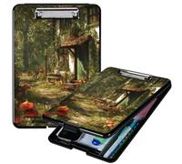 RWUTYTIUL Heavy Duty Storage Clipboard, Slim Nursing Clipboard with Internal Pen Case, Portable File Organizer Case for A4 Letter Size Paper Office Medical Professionals, Red Mushroom Village