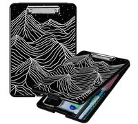 RWUTYTIUL Heavy Duty Storage Clipboard, Slim Nursing Clipboard with Internal Pen Case, Portable File Organizer Case for A4 Letter Size Paper Office Medical Professionals, Black White Mountain Range