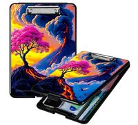 RWUTYTIUL Heavy Duty Storage Clipboard, Slim Nursing Clipboard with Internal Pen Case, Portable File Organizer Case for A4 Letter Size Paper Office Medical Professionals, Volcanic Cherry Blossoms