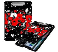 RWUTYTIUL Heavy Duty Storage Clipboard, Slim Nursing Clipboard with Internal Pen Case, Portable File Organizer Case for A4 Letter Size Paper Office Medical Professionals, Red White Flowers
