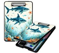 RWUTYTIUL Heavy Duty Storage Clipboard, Slim Nursing Clipboard with Internal Pen Case, Portable File Organizer Case for A4 Letter Size Paper Office Medical Professionals, Tuna Under the Sea