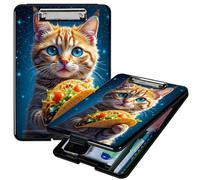 RWUTYTIUL Heavy Duty Storage Clipboard, Slim Nursing Clipboard with Internal Pen Case, Portable File Organizer Case for A4 Letter Size Paper Office Medical Professionals, Hamburg Orange Cat