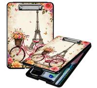 RWUTYTIUL Heavy Duty Storage Clipboard, Slim Nursing Clipboard with Internal Pen Case, Portable File Organizer Case for A4 Letter Size Paper Office Medical Professionals, Bicycle Leaning Tower