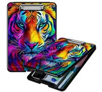 RWUTYTIUL Heavy Duty Storage Clipboard, Slim Nursing Clipboard with Internal Pen Case, Portable File Organizer Case for A4 Letter Size Paper Office Medical Professionals, Artistic Tiger Head
