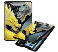 RWUTYTIUL Heavy Duty Storage Clipboard, Slim Nursing Clipboard with Internal Pen Case, Portable File Organizer Case for A4 Letter Size Paper Office Medical Professionals, Gray-Yellow Dragon
