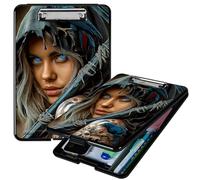 RWUTYTIUL Heavy Duty Storage Clipboard, Slim Nursing Clipboard with Internal Pen Case, Portable File Organizer Case for A4 Letter Size Paper Office Medical Professionals, Blue Eyed Girl