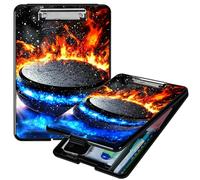 RWUTYTIUL Heavy Duty Storage Clipboard, Slim Nursing Clipboard with Internal Pen Case, Portable File Organizer Case for A4 Letter Size Paper Office Medical Professionals, Blue Red Flames