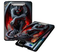 RWUTYTIUL Heavy Duty Storage Clipboard, Slim Nursing Clipboard with Internal Pen Case, Portable File Organizer Case for A4 Letter Size Paper Office Medical Professionals, Red-Winged Dragon