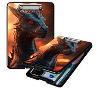 RWUTYTIUL Heavy Duty Storage Clipboard, Slim Nursing Clipboard with Internal Pen Case, Portable File Organizer Case for A4 Letter Size Paper Office Medical Professionals, Red Eyed Dragon