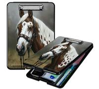 RWUTYTIUL Horse A4 Clipboard with Storage Pen Holder, Clipboards Organizer Nursing Clipboard Foldable File Folder Plastic Clipboard Folio Clip Board for Office Students Classroom Doctor