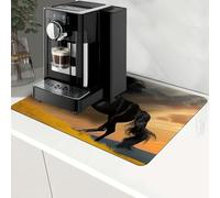 RWUTYTIUL Kitchen Drying Mat, Coffee Bar Organizer Decor Accessories Mats for Countertop 23.6" X 15.7", Non-Slip Rubber Sole Dish Drainer Pad for Bars, Kitchens, Homes, Family, Running Horse