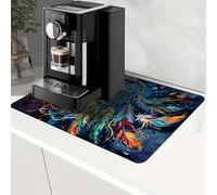 RWUTYTIUL Kitchen Drying Mat, Coffee Bar Organizer Decor Accessories Mats for Countertop 23.6" X 19.7", Non-Slip Rubber Sole Dish Drainer Pad for Bars, Kitchens, Homes, Family, Pave Dream Net