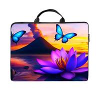 RWUTYTIUL Laptop Shoulder Bag Sleeve Case for Women Men, Large Capacity Waterproof PU Leather Computer Handbag, Fire Mountain Lotus, Computer Handbag Fit 15 Inch