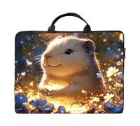 RWUTYTIUL Laptop Shoulder Bag Sleeve Case for Women Men, Large Capacity Waterproof PU Leather Computer Handbag, Silver Flower Squirrel, Computer Handbag Fit 15 Inch