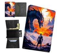 RWUTYTIUL Leaf Sloth Minimalist Wallet for Men, Womens Pop Up Automatic Wallet Slim Leather Wallet with Money Clip RFID Blocking Credit Card holder Business Gift Money Wallet, Black Dragon Warrior