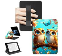 RWUTYTIUL Magnetic Detachable Case for 6" Kindle Paperwhite 11th Generation 2022 & 2024, 360 Rotating Stand Protective Cover with Convenient Hand Strap Removable Shell & Auto Wake/Sleep, Owl Blue