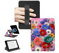 RWUTYTIUL Magnetic Detachable Case for 6" Kindle Paperwhite 11th Generation 2022 & 2024, 360 Rotating Stand Protective Cover with Convenient Hand Strap Removable Shell, Wildflower Pink