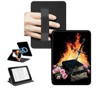 RWUTYTIUL Magnetic Detachable Case for 6" Kindle Paperwhite 4 10th Generation 2018, 360 Rotating Stand Protective Cover with Convenient Hand Strap Removable Shell & Auto Wake/Sleep, Flame Book Rose