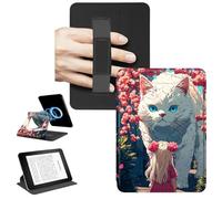 RWUTYTIUL Magnetic Detachable Case for 6" Kindle Paperwhite 4 10th Generation 2018, 360 Rotating Stand Protective Cover with Convenient Hand Strap Removable Shell & Auto Wake/Sleep, Big Cat Girl