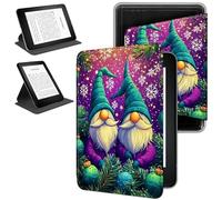 RWUTYTIUL Magnetic Detachable Case for 6" Kindle Paperwhite 4 10th Generation 2018 Release, 360 Degree Rotating Protective Stand Cover with Removable Shell & Auto Wake/Sleep, Hat Snowflake Old Man