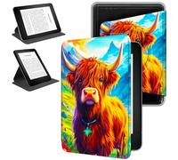 RWUTYTIUL Magnetic Detachable Case for 7" Kindle Paperwhite 12th Generation 2024 & Kindle Colorsoft 2024/2025, 360 Degree Rotating Protective Stand Cover with Removable Shell, Mountain Yellow Cow
