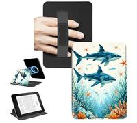 RWUTYTIUL Magnetic Detachable Case for Amazon 6" Kindle Paperwhite 10th Generation 2019 PQ94WIF, 360 Rotating Stand Protective Cover with Convenient Hand Strap Removable Shell, Tuna Under the Sea