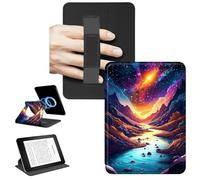 RWUTYTIUL Magnetic Detachable Case for Amazon 6" Kindle Paperwhite 10th Generation 2019 PQ94WIF, 360 Rotating Stand Protective Cover with Convenient Hand Strap Removable Shell, Mountains Rivers