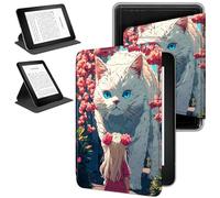 RWUTYTIUL Magnetic Detachable Case for Amazon 6" Kindle Paperwhite 4 10th Generation 2018 Release, 360 Degree Rotating Protective Stand Cover with Removable Shell & Auto Wake/Sleep, Big Cat Girl