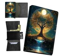 RWUTYTIUL Minimalist Wallet for Men, Womens Pop Up Automatic Wallet Slim Leather Wallet with Money Clip RFID Blocking Credit Card holder Business Gift Dragon, Purple Planet Dragon