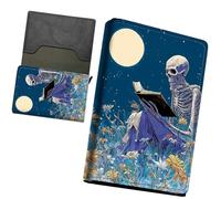 RWUTYTIUL Minimalist Wallet for Men, Womens Pop Up Automatic Wallet Slim Leather Wallet with Money Clip RFID Blocking Credit Card holder Business Gift Dragon, Book Skull Flower