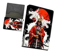 RWUTYTIUL Minimalist Wallet for Men, Womens Pop Up Automatic Wallet Slim Leather Wallet with Money Clip RFID Blocking Credit Card holder Business Gift Dragon, Warrior Dragon Sunset