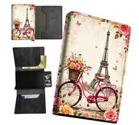 RWUTYTIUL Minimalist Wallet for Men, Womens Pop Up Automatic Wallet Slim Leather Wallet with Money Clip RFID Blocking Credit Card holder Business Gift Dragon, Bicycle Leaning Tower