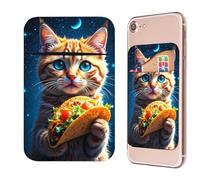 RWUTYTIUL Phone Credit Card Holder Stick on, Cell Phone Pocket Self Adhesive Stretchy Lycra Stick on Wallet ID Credit Card Case Pouch Sleeve with Flap for All Smartphones, Red Library, Hamburg Orange