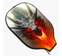 RWUTYTIUL Pickle Ball Paddle Cover, Neoprene Pickleball Paddle Sleeve with Zippered Racket, Universal Paddle Storage Bag Size 8.66" x 11.4", PickleballPaddle Case for Women Men, Grey Flame Dragon