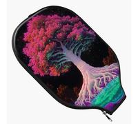 RWUTYTIUL Pickleball Paddle Cover, Neoprene Paddle Sleeve with Smooth Zipper, Protective Pickleball Paddle Case for Indoor Outdoor Courts, Fits Most Standard Paddles 8.66" x 11.4", Pink Trees