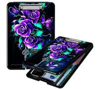 RWUTYTIUL Purple Roses 02 A4 Clipboard with Storage Pen Holder, Clipboards Organizer Nursing Clipboard Foldable File Folder Plastic Clipboard Folio Clip Board for Office Students Classroom Doctor