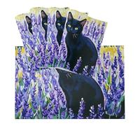 RWUTYTIUL PVC Fall Placemat Set of 4, Washable Indoor Outdoor Kitchen Table Pad, Rectangle Durable Placemats, Place Mats for Dining Tables for Thanksgiving Christmas, Lavender Cat