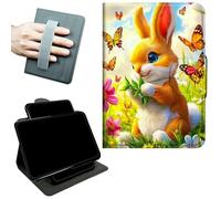 RWUTYTIUL Rotating Handle Case for Amazon Kindle Fire Max 11 13th Generation 2023 Tablet, 360 Degree Swivel Kickstand with Magnetic Closure, Shockproof Leather Protective Cover, Butterfly Rabbit