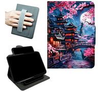 RWUTYTIUL Rotating Handle Case for iPad 2/iPad 3/iPad 4 2011/2012 (Old Model), 360 Degree Swivel Kickstand with Magnetic Closure, Shockproof Leather Protective Cover for Men, Cherry Blossom House