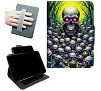 RWUTYTIUL Rotating Handle Case for iPad Air 13" M3/M2 2025/2024/iPad Pro 12.9" 2022, 360 Degree Swivel Kickstand with Magnetic Closure, Shockproof Leather Protective Cover for Women Men, Forest Skull